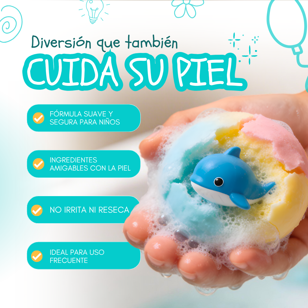Bombas de baño para niños con juguete marino sorpresa en su interior