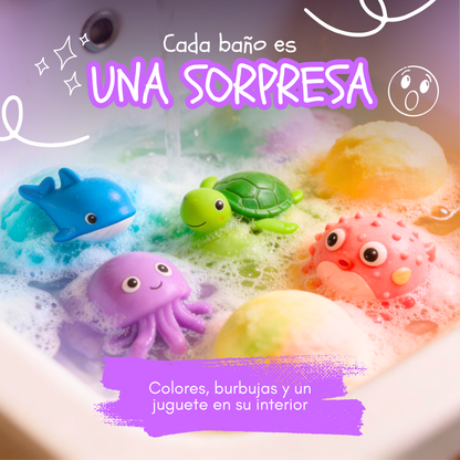 Bombas de baño para niños con juguete marino sorpresa en su interior